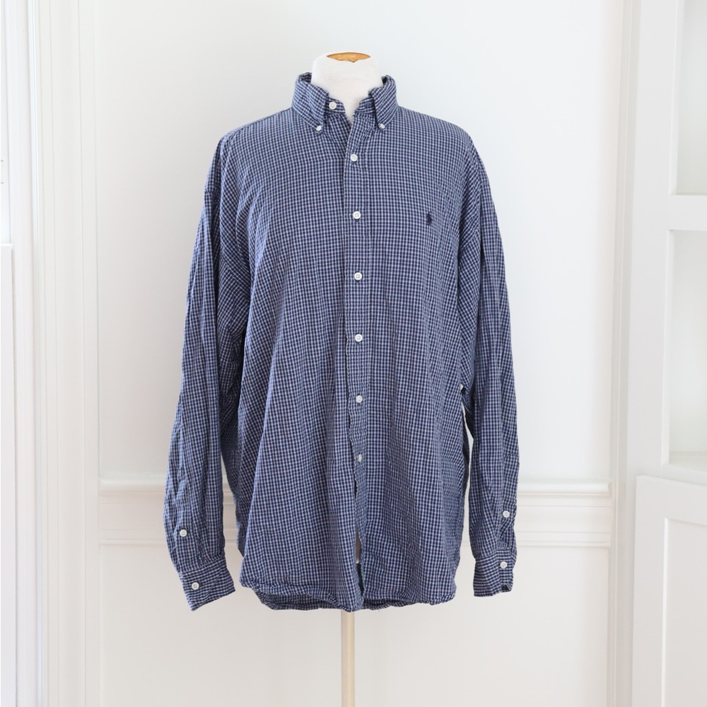 Ralph Lauren “Blaire” Long Sleeve Button Down Shirt Large Blue Plaid